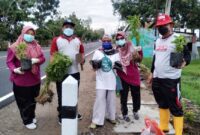 Camat Suseno bersama staf tanam bunga untuk percantik lingkungan kantor