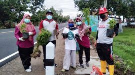 Camat Suseno bersama staf tanam bunga untuk percantik lingkungan kantor