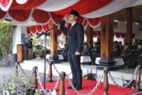 Saat Bupati Trenggalek Mochamad Nur Arifin pimpin upacara Peringati Hari Lahir Pancasila di halaman Pendopo Manggala Praja Nugraha.