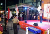 Wakil Bupati Trenggalek Syah Muhammad Natanegara tengah bacakan naskah pengukuran di pelataran Pasar Pon