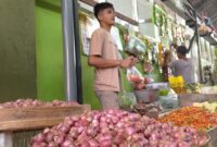 Salah satu lapak dagangan pedagang di pasar basah Trenggalek