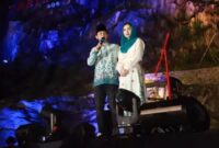 Saat Bupati Trenggalek Mochamad Nur Arifin menyampaikan sambutannya untuk para tamu undangan yang hadir di Tebing Kepuh, Desa Sukorejo, Kecamatan Gandusari, Kabupaten Trenggalek.