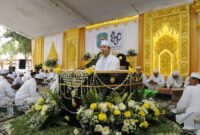 Saat Bupati Trenggalek Mochamad Nur Arifin beri sambutan saat Haul Akbar bersama Majelis Dzikir Wa Mauliddur Rasul Muhammad SAW di Pendopo Manggala Praja Nugraha.
