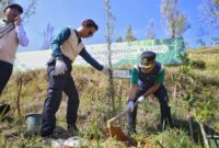 Bupati Trenggalek Mochamad Nur Arifin tanam bambu bersama Dinas Lingkungan Hidup Provinsi Jatim di Kawasan Wisata Dilem Wilis.