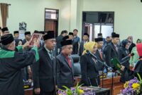 Suasana pelantikan tiga wakil pimpinan DPRD Trenggalek di Graha Paripurna DPRD Trenggalek.