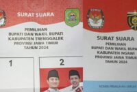 Surat suara rusak yang ditemukan Bawaslu Trenggalek di TPS 05, Desa Sukorame, Kecamatan Gandusari.