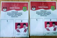 Contoh surat suara yang mengalami sobek dibagian bawah. (Arsip KPU Trenggalek)
