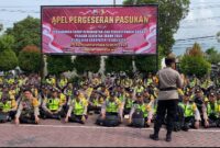 Apel Pergeseran Pasukan (Serpas) di halaman Polres Trenggalek, Senin (25/11/2024).