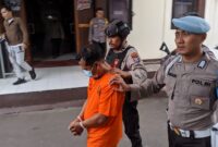 Satreskrim Polres Trenggalek rilis tersangka pembunuhan YN, warga Ponorogo yang meregang nyawa di kamar hotel Trenggalek.
