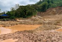 Lokasi kubangan air bekas galian C di Desa Ngentrong, Kecamatan Karangan, Trenggalek yang memakan satu korban jiwa. (Foto: Kabar Trenggalek)