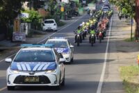 Iring-iringan patroli skala besar gabungan yang dilakukan Polres Trenggalek. (Humas Polres Trenggalek)