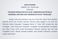 Tangkapan layar Surat Edaran Bupati Trenggalek jelang peringatan Hut Ke-80 Kemerdekaan Republik Indonesia dan Hari Jadi Trenggalek Ke-831 tahun 2025.