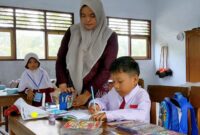 Suasana MPLS di SDN 1 Gembleb, Kecamatan Pogalan, Kabupaten Trenggalek.
