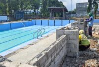 Proses revitalisasi kolam renang Tirta Jwalita Trenggalek.