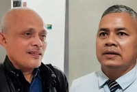 Kuasa hukum korban, Haris Yudhianto (kiri) dan kuasa hukum terdakwa, Heru Sutanto (kanan).