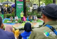 Bupati Trenggalek Mochamad Nur Arifin diseminasi Buku Biodiversitas Trenggalek di Amphiteater Hutan Kota Trenggalek, Senin (9/2/2026).