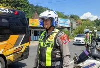 Ilustrasi pengamanan arus mudik lebaran. (Doc. Humas Polres Trenggalek tahun 2024 di simpang tiga Ngetal).
