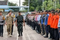 Stakeholder Pemkab Trenggalek gelar apel pasukan di halaman Polres Trenggalek, Kamis (12/3/2026).