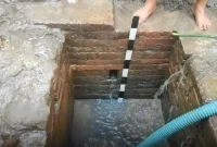 Penampakan struktur bata kuno di Kamulan yang mirip sistem pengelolaan air pada masa lampau. (Foto: Disparbud Trenggalek)