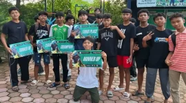 Para pemenang Turnamen Free Fire di Hutan Mangrove Pancer Cengkrong, Desa Karanggandu, Kecamatan Watulimo, Kabupaten Trenggalek.