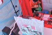 Lapak photo booth peserta FJTT 2026 di Alun-Alun Trenggalek yang turut dimasuki pelaku.